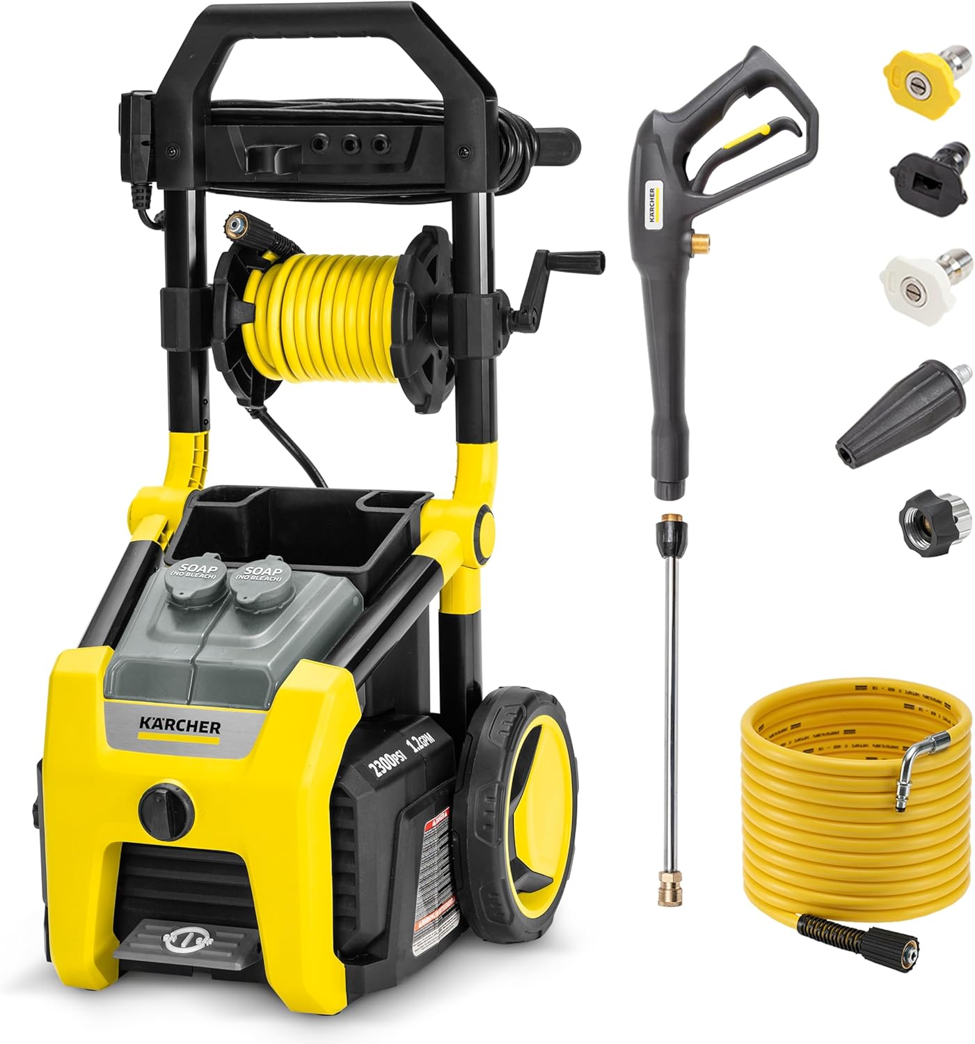 Electric Karcher Pressure Washer K1700, Max 2125 PSI, 3 Spray Nozzles, Detergent Tank, For Cars, Driveways, Siding, Patios, 1.46 max. GPM