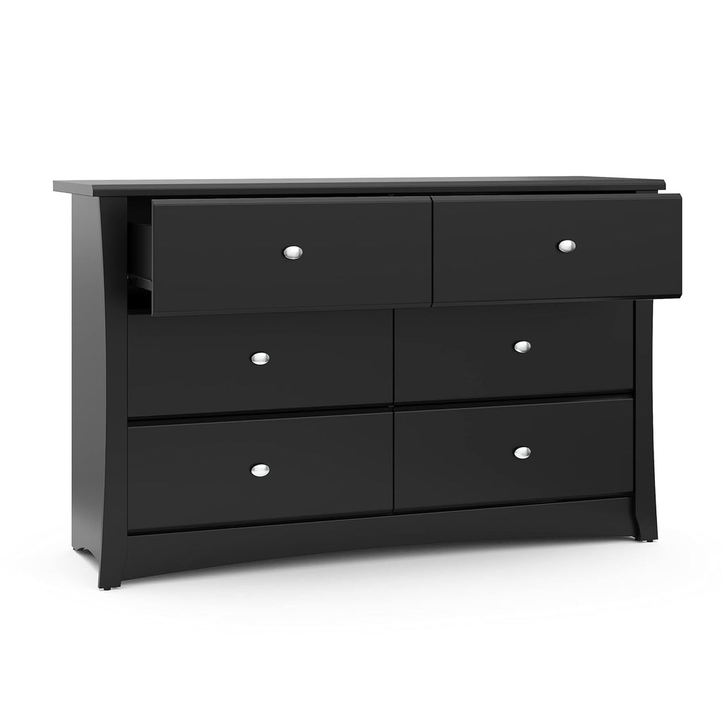 Storkcraft Crescent 6 Drawer Double Dresser (Pebble Gray) – GREENGUARD Gold Certified, For Nursery, Dresser, Kids Nursery Organizer, Chest of Drawers