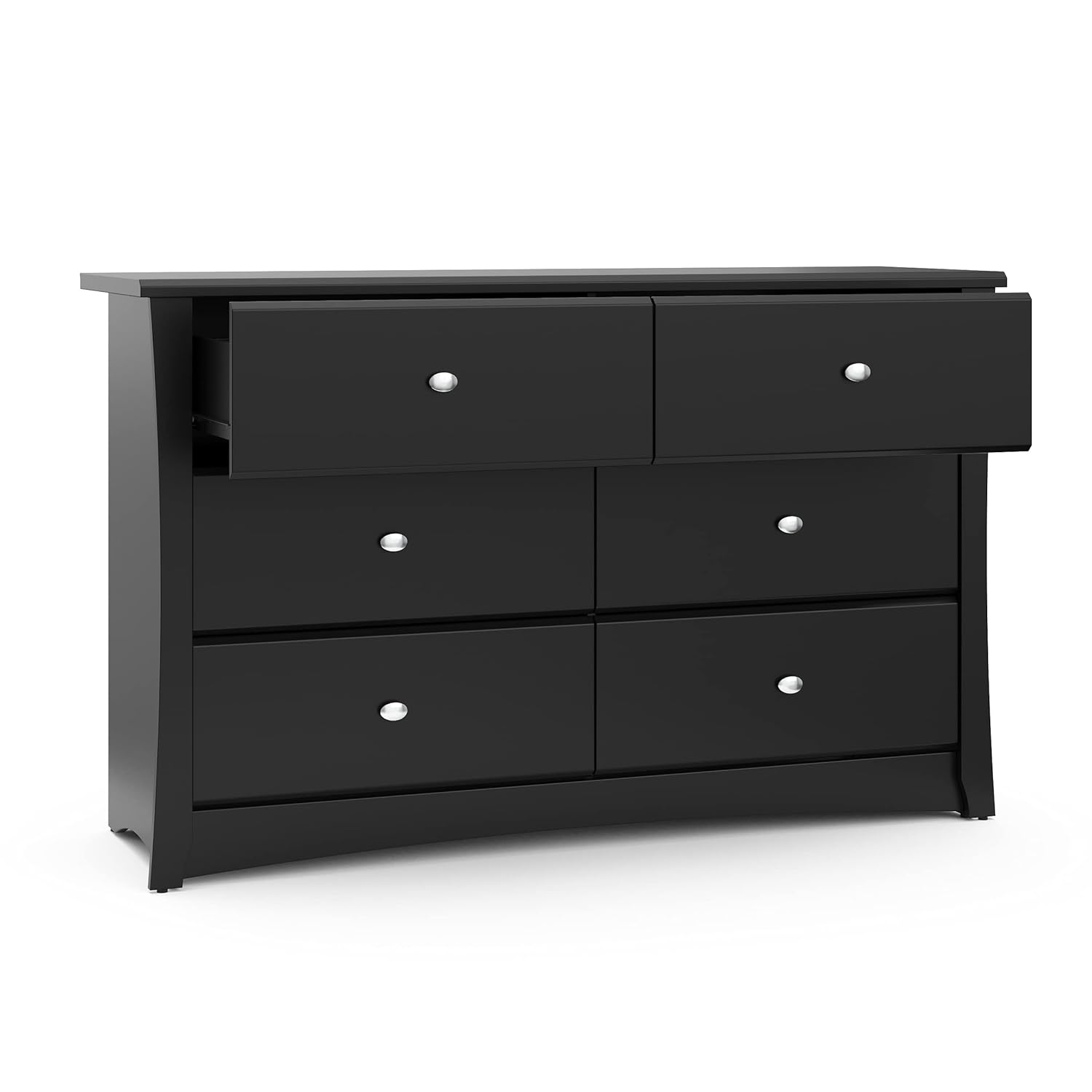Storkcraft Crescent 6 Drawer Double Dresser (Pebble Gray) – GREENGUARD Gold Certified, For Nursery, Dresser, Kids Nursery Organizer, Chest of Drawers