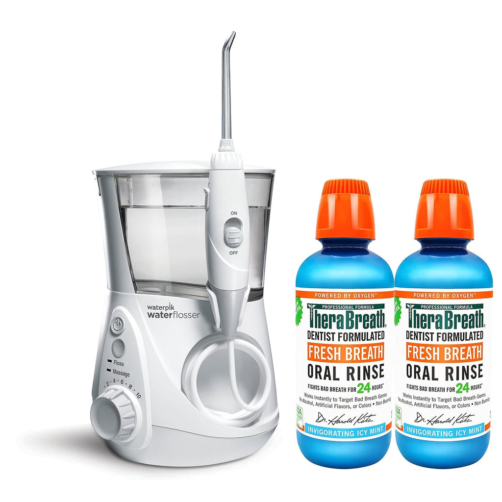 Waterpik Aquarius Water Flosser Professional For Teeth, Gums, Braces, Dental Care, Electric Power With 10 Settings, 7 Tips For Multiple Users And Needs, ADA Accepted, Gray WP-667, Packaging May Vary