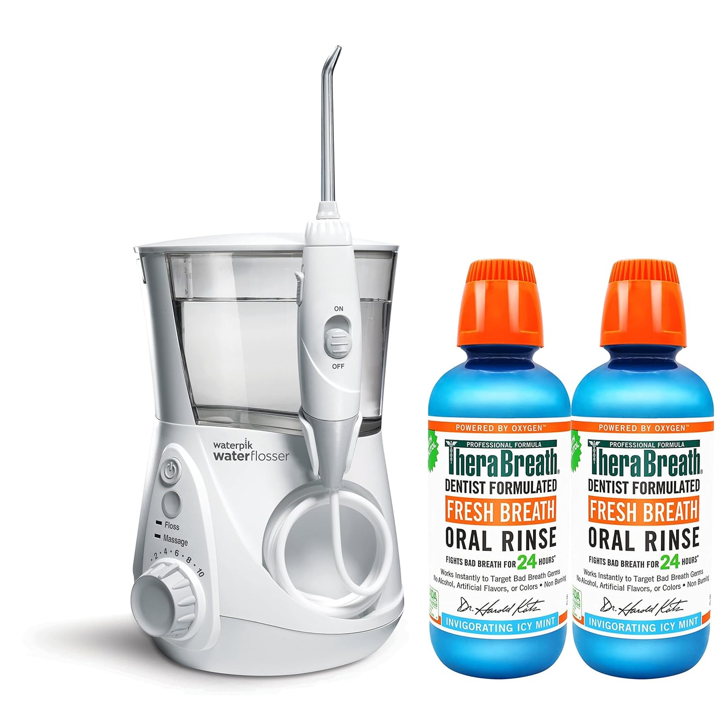 Waterpik Aquarius Water Flosser Professional For Teeth, Gums, Braces, Dental Care, Electric Power With 10 Settings, 7 Tips For Multiple Users And Needs, ADA Accepted, Gray WP-667, Packaging May Vary