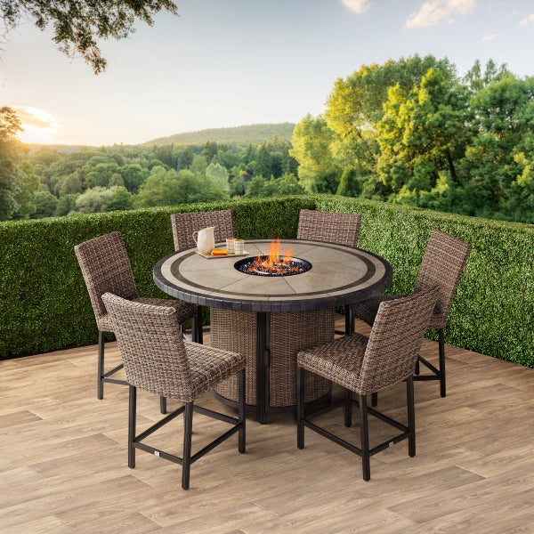 Today only $199💥Agio Anderson 7-piece Fire Outdoor Dining Set