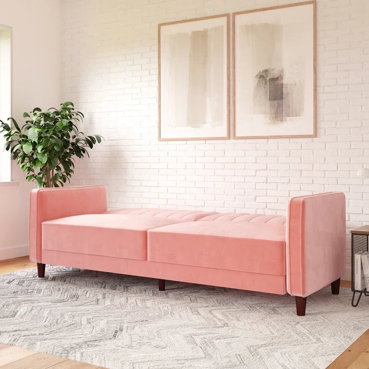 Perdue 81.5" Velvet Square Arm Convertible Sofa