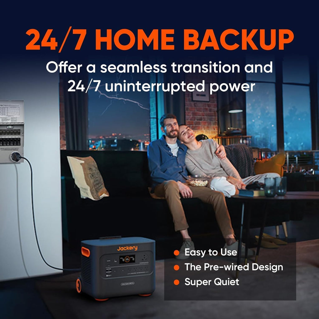 Jackery Explorer 3000 Pro Solar Generator + Manual Transfer Switch, 3024Wh 3000W Portable Power Station with 2 * 200W Solar Panels, up to 3kW Plug & Play Home Backup Power
