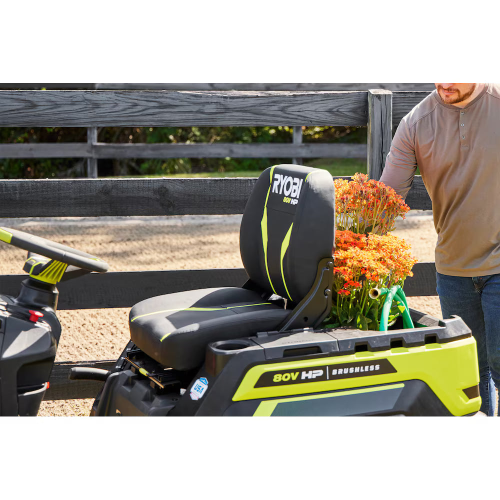80V HP Brushless 42 in. Battery Electric Cordless Riding Lawn Tractor with (3) 80V 10Ah Batteries and Charger