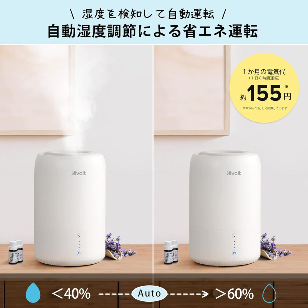 LEVOIT 6L Smart Warm and Cool Mist Humidifiers for Home Bedroom, 60H Runtime and Auto Customized Humidity for Large room, Schedule, Easy Top Fill, Essential Oil Diffuser, Whisper-Quiet, Handle, Black