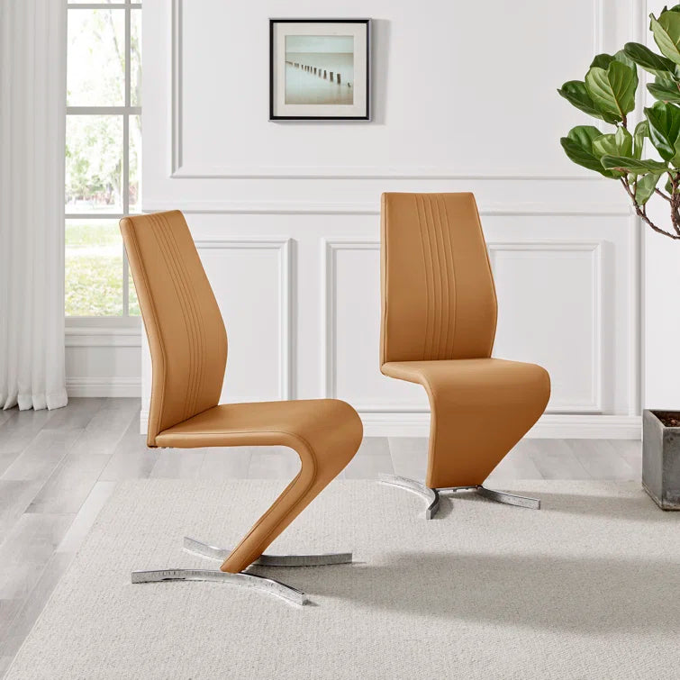 Wilhelm Faux Leather Chrome Feet 'Z' Leg Dining Chairs Modern Design