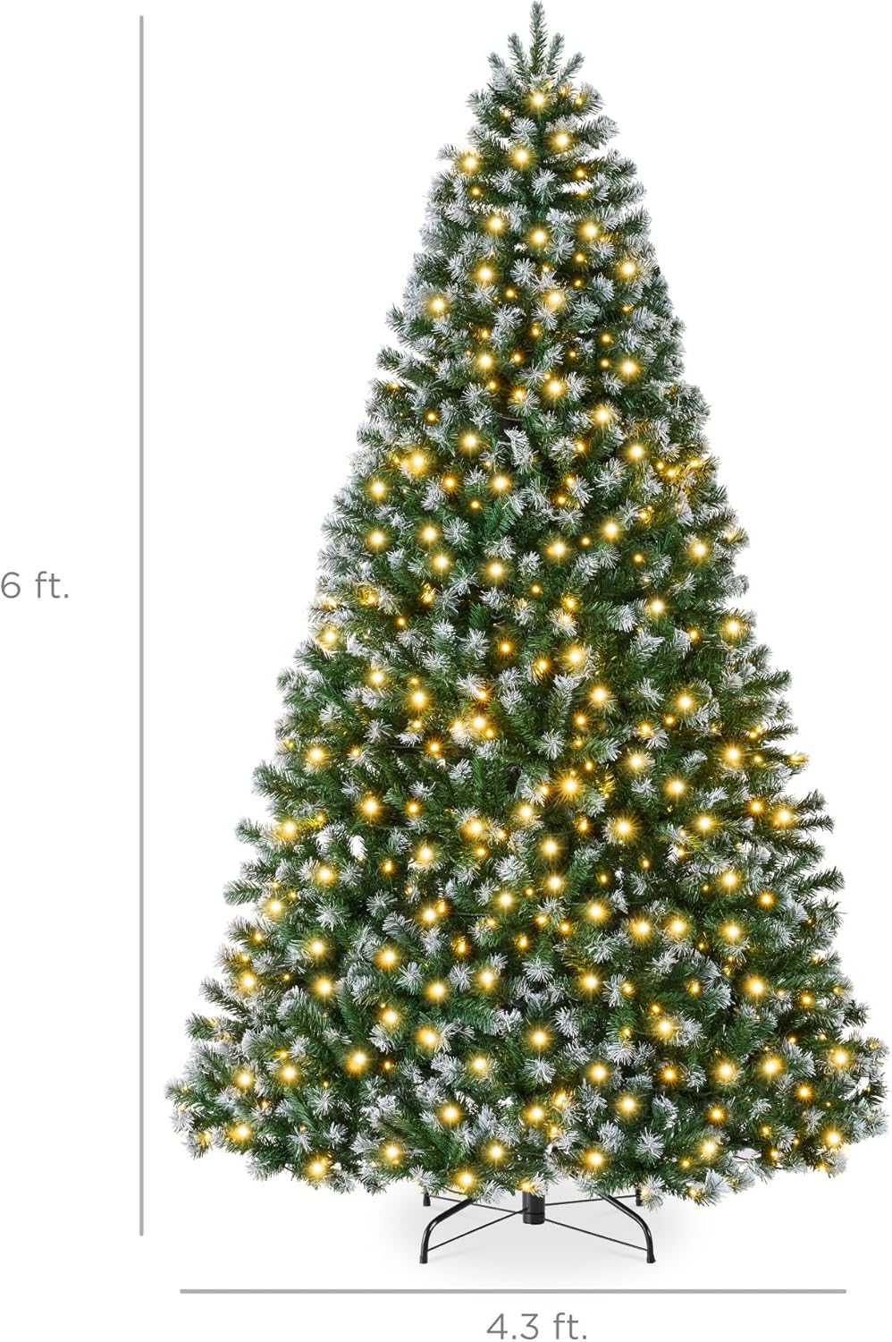 Best Choice Products Artificial Christmas Tree, 6ft Premium Pre-Lit Realistic Spruce Holiday Décor w/Dense Branches, Metal Base - Green Spruce