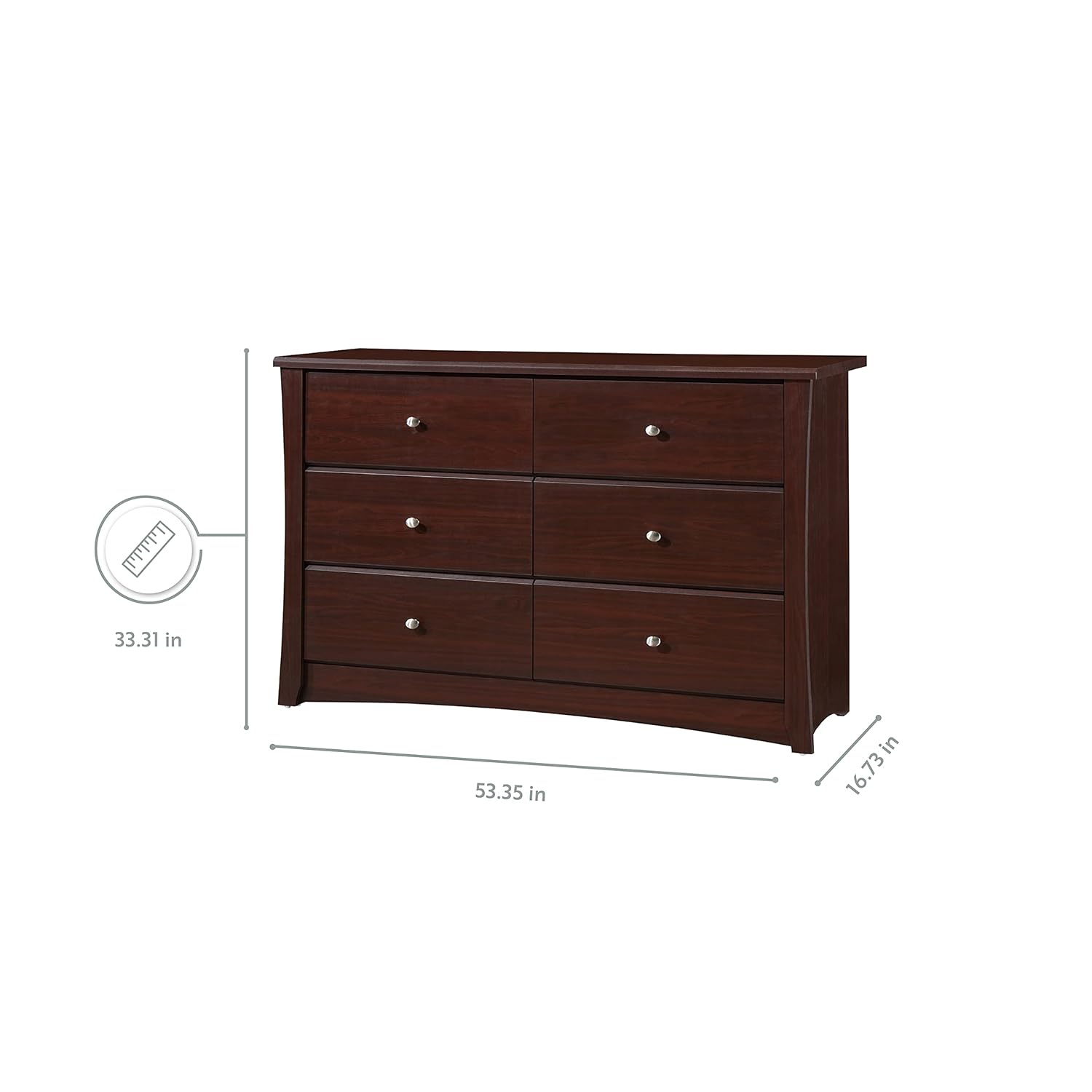 Storkcraft Crescent 6 Drawer Double Dresser (Pebble Gray) – GREENGUARD Gold Certified, For Nursery, Dresser, Kids Nursery Organizer, Chest of Drawers