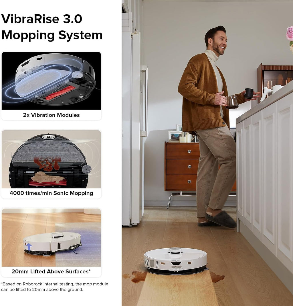 roborock S8 MaxV Ultra Robot Vacuum & Sonic Mop, 10000 Pa Suction, Corner to Edge Deep Cleaning, Hot Air Self-Drying, Auto Empty & Refill, Detergent Dispenser, Obstacle Avoidance, Black