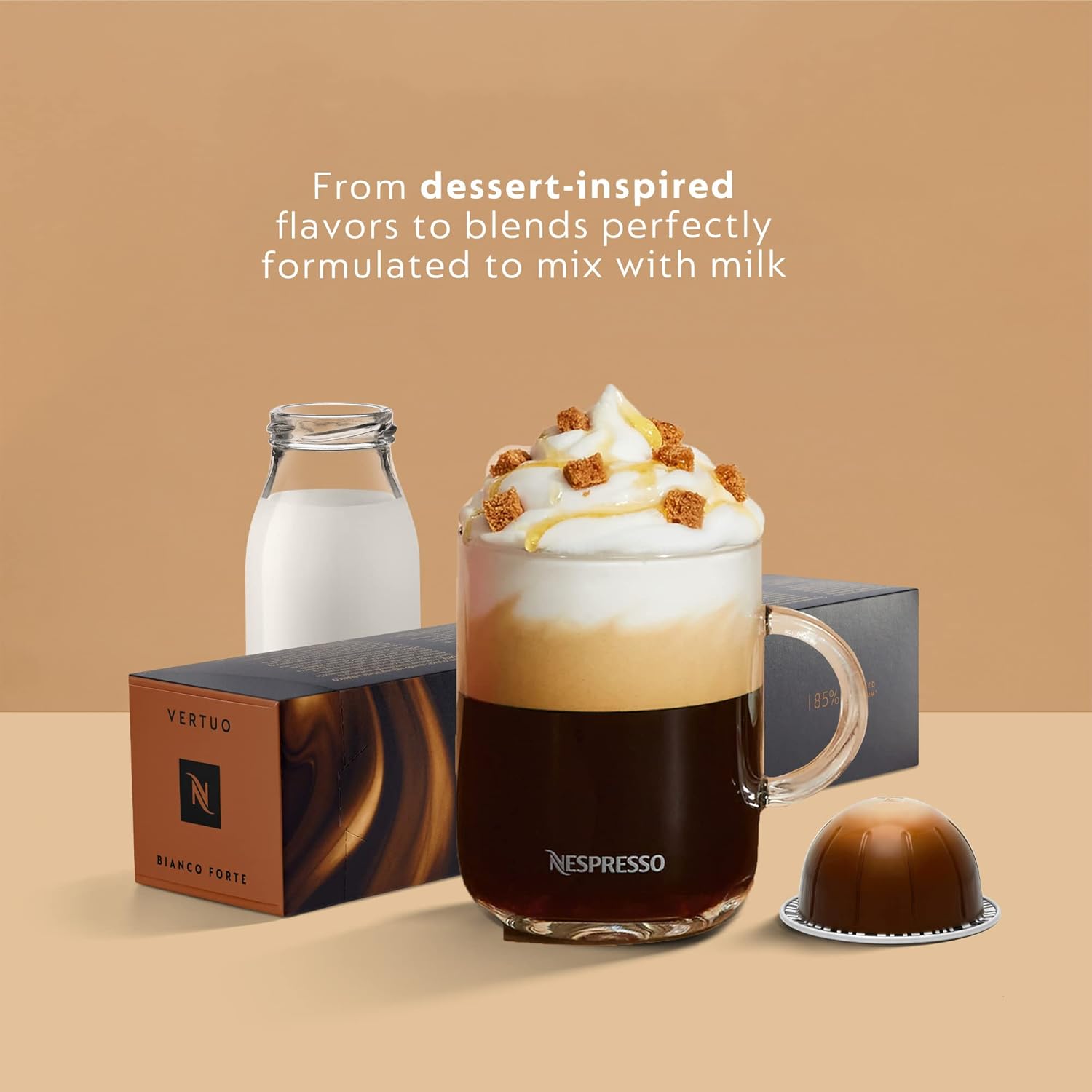 Nespresso Vertuo POP+ Deluxe Coffee and Espresso Machine by Breville, Titan and Capsules, Medium and Dark Roast Coffee, Variety Pack