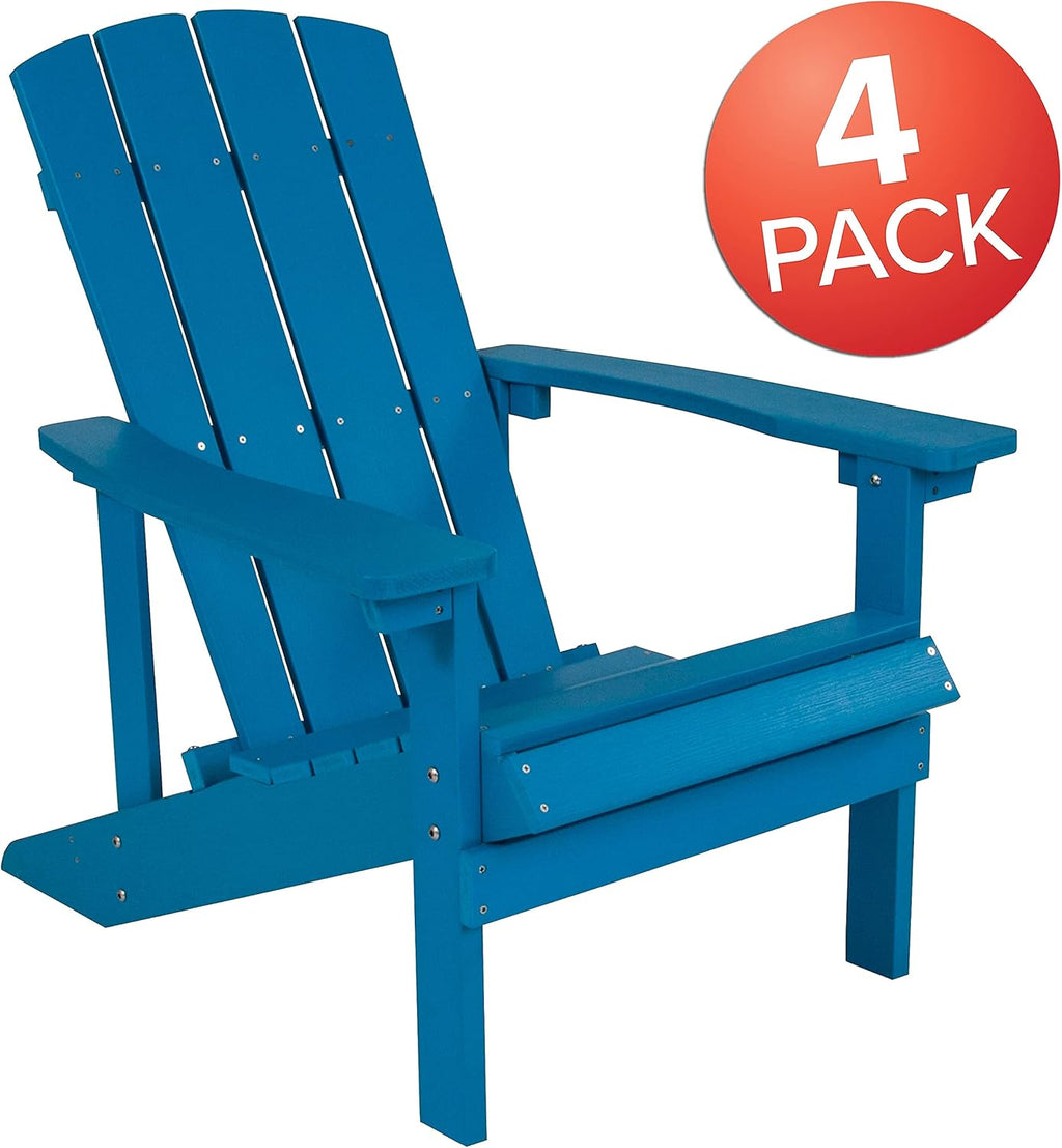 Flash Furniture Charlestown Commercial Grade Indoor/Outdoor Adirondack Chair, Weather Resistant Durable Poly Resin Deck and Patio Seating, Green