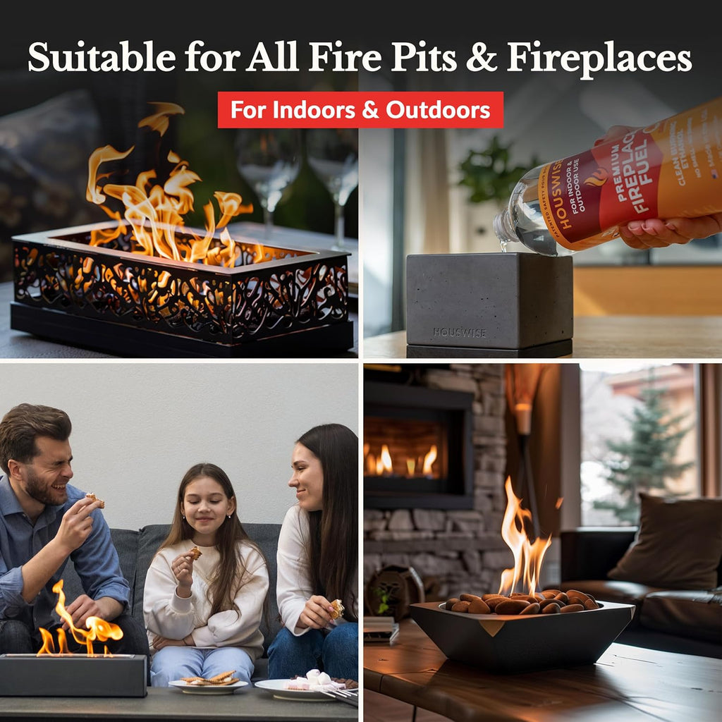 Bio Ethanol Fireplace Fuel 12 x 1 Liter - Bioethanol Fuel Tabletop Fire Pit, Bio Ethanol Fuel for Table Top Fire Pit & Ethanol Fireplaces - Made in USA