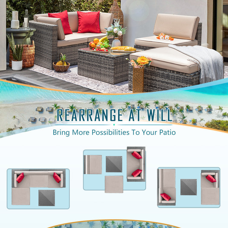 Huang 4 - Person Outdoor Seating Group with Cushions