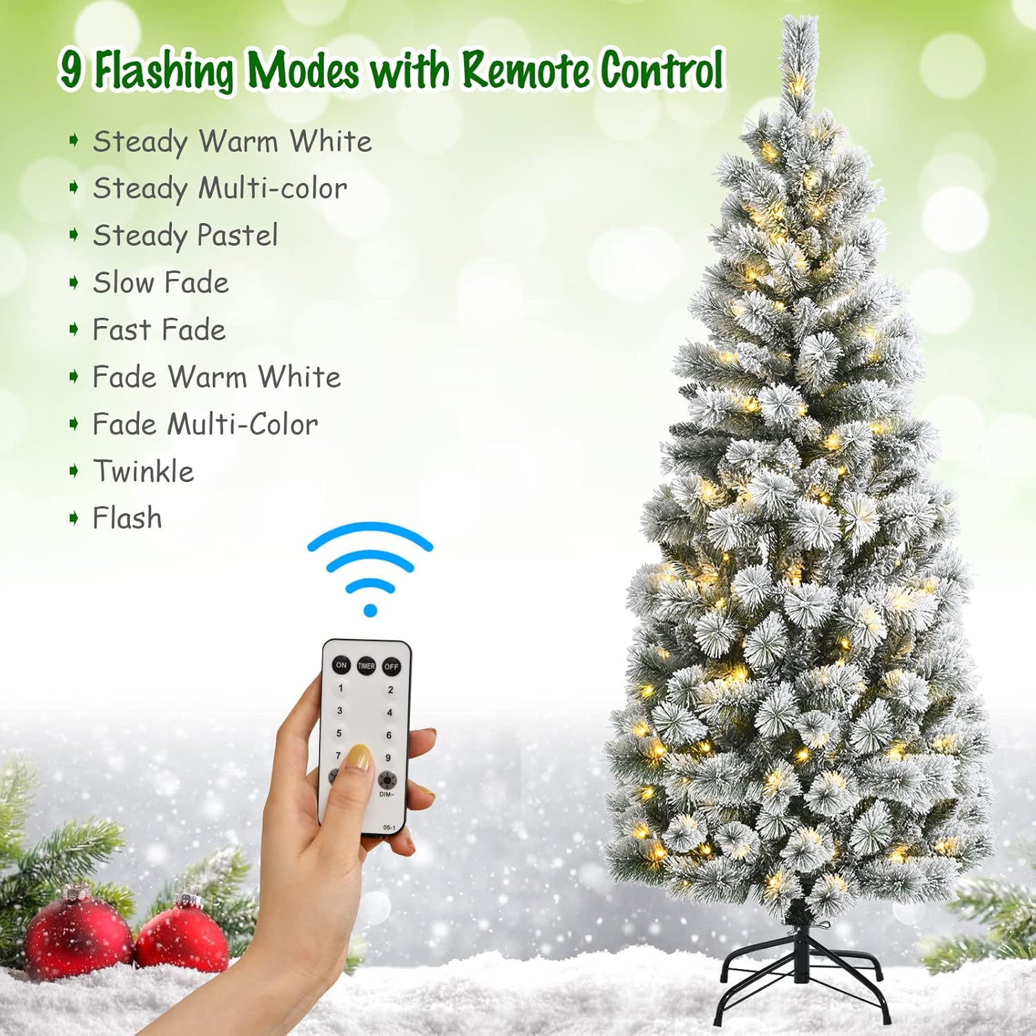 Goplus 7ft Artificial White Christmas Tree Xmas Pine Tree with Solid Metal Legs Perfect for Indoor and Outdoor Holiday Decoration