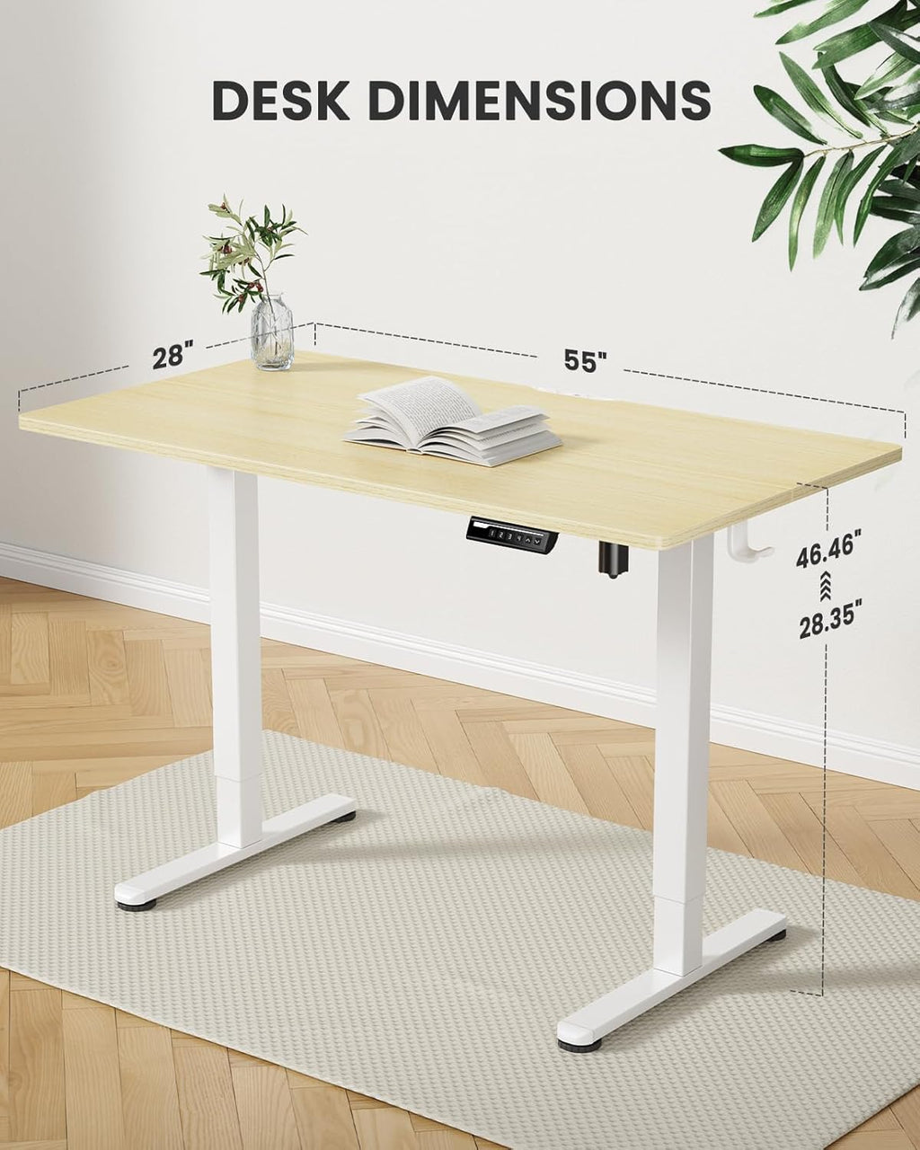 ErGear Height Adjustable Electric Standing Desk, 40 x 24 Inches Sit Stand up Desk, Memory Computer Home Office Desk (Light Vintage Brown)