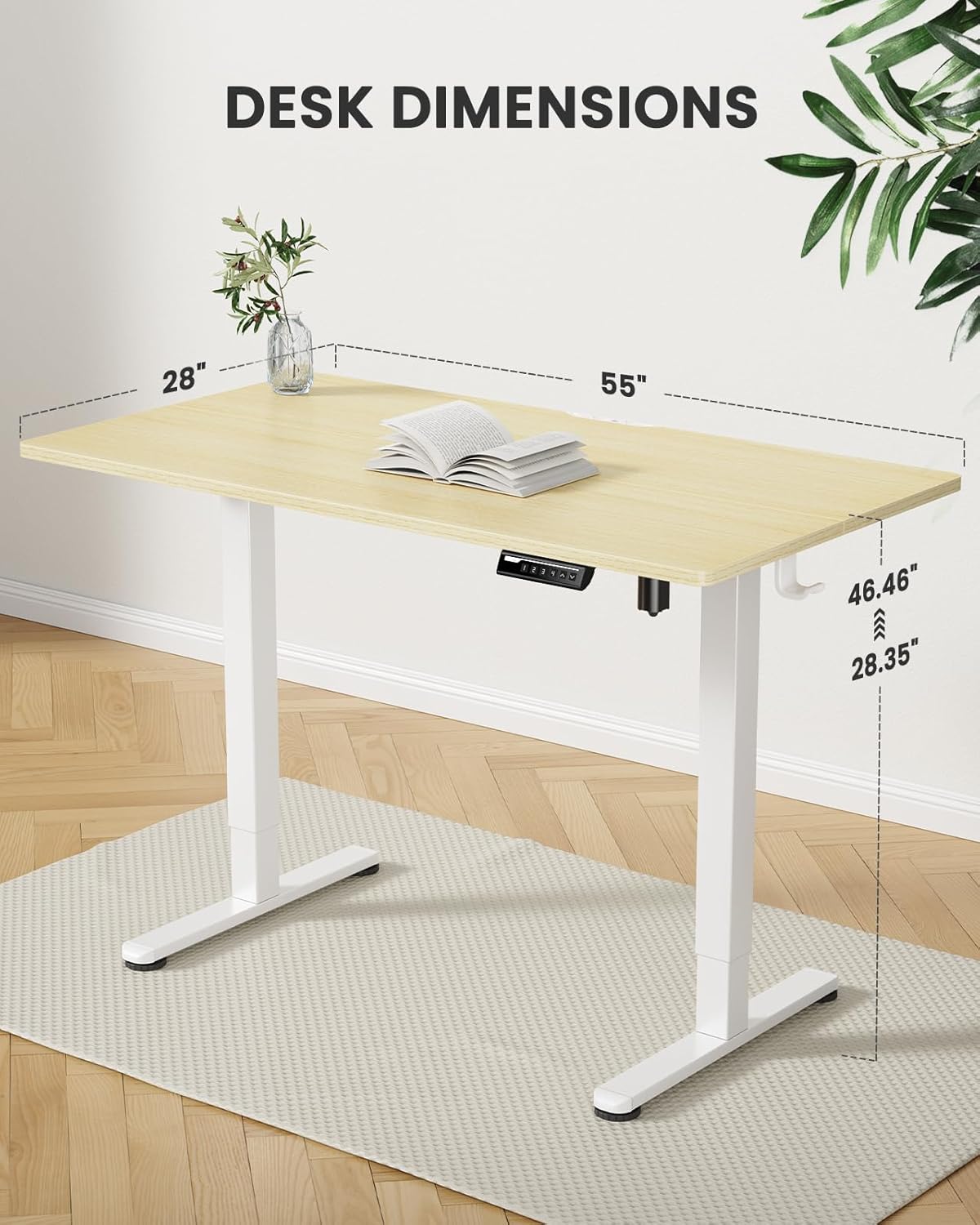 ErGear Height Adjustable Electric Standing Desk, 40 x 24 Inches Sit Stand up Desk, Memory Computer Home Office Desk (Light Vintage Brown)