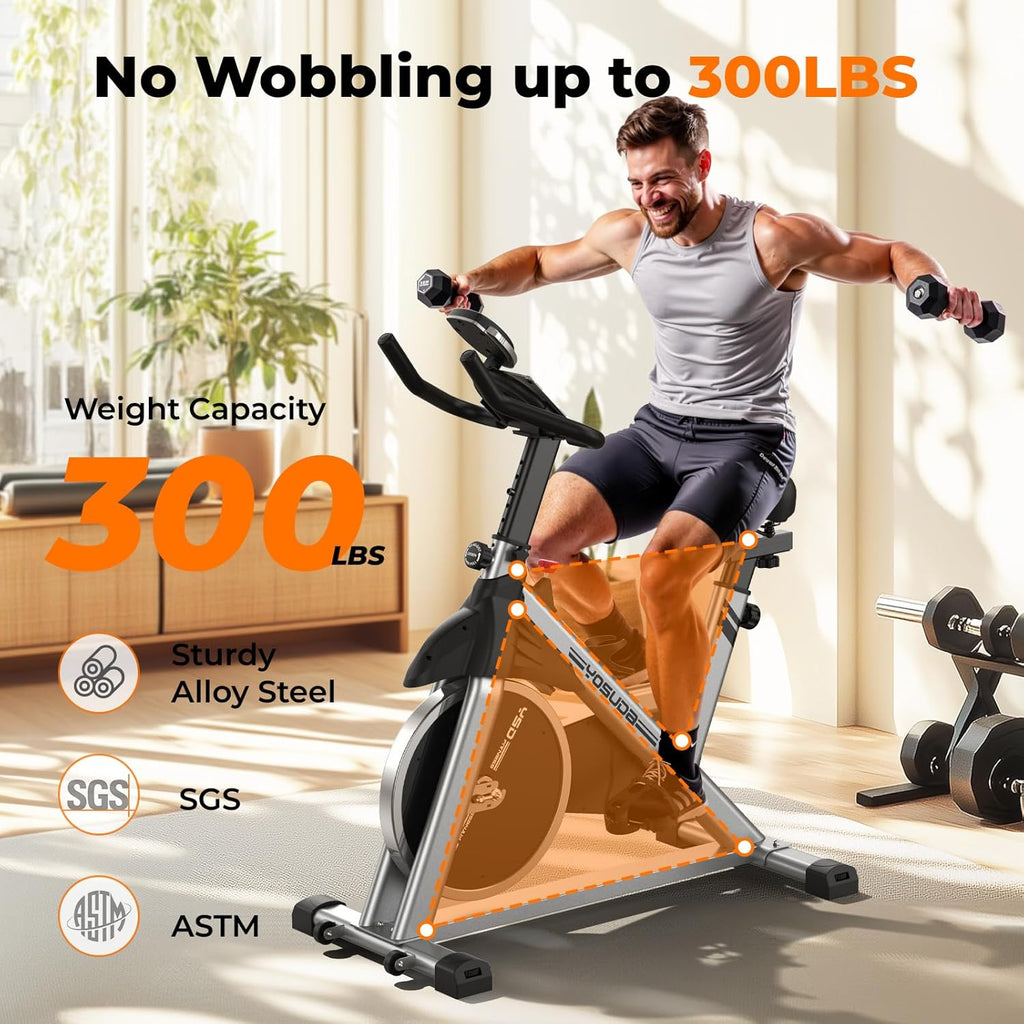 YOSUDA Indoor Cycling Bike Brake Pad/Magnetic Stationary Bike - Cycle Bike with Tablet Mount & Comfortable Seat Cushion