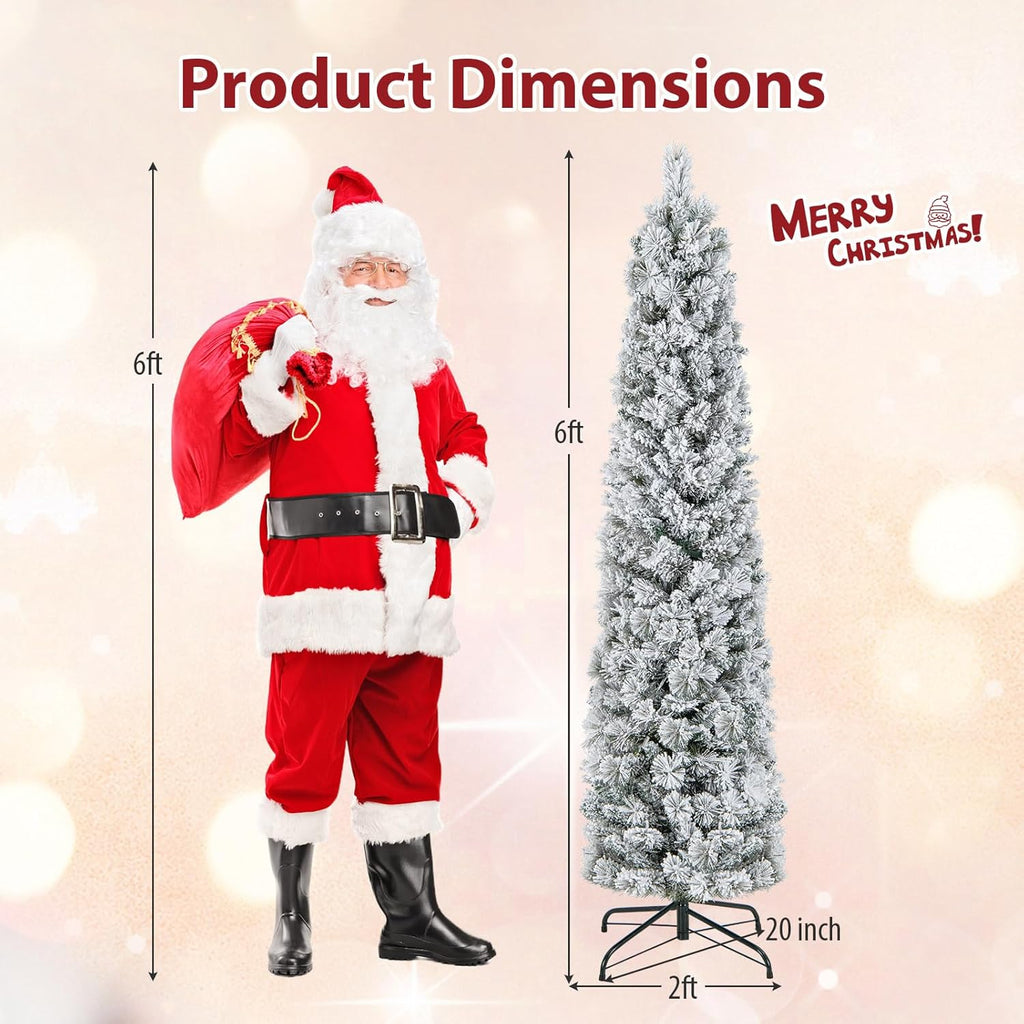 Goplus 7ft Artificial White Christmas Tree Xmas Pine Tree with Solid Metal Legs Perfect for Indoor and Outdoor Holiday Decoration