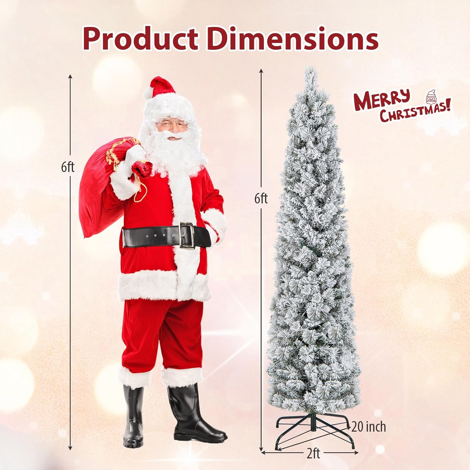 Goplus 7ft Artificial White Christmas Tree Xmas Pine Tree with Solid Metal Legs Perfect for Indoor and Outdoor Holiday Decoration
