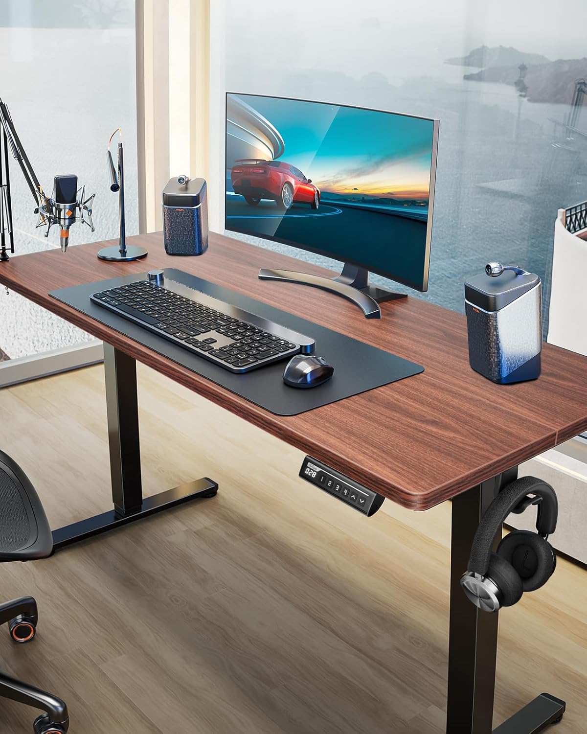 ErGear Height Adjustable Electric Standing Desk, 40 x 24 Inches Sit Stand up Desk, Memory Computer Home Office Desk (Light Vintage Brown)