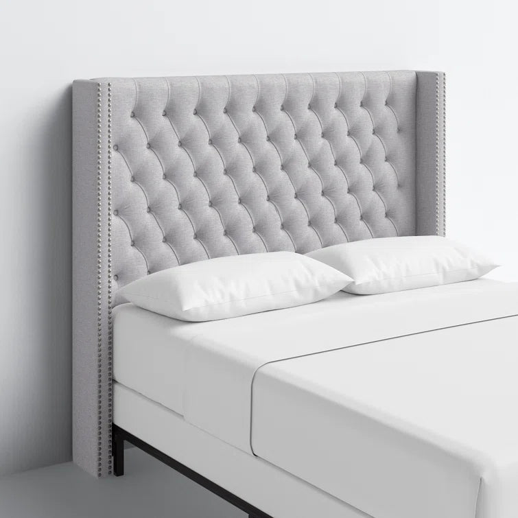 Tickhill Upholstered Wingback Button Tufted Headboard