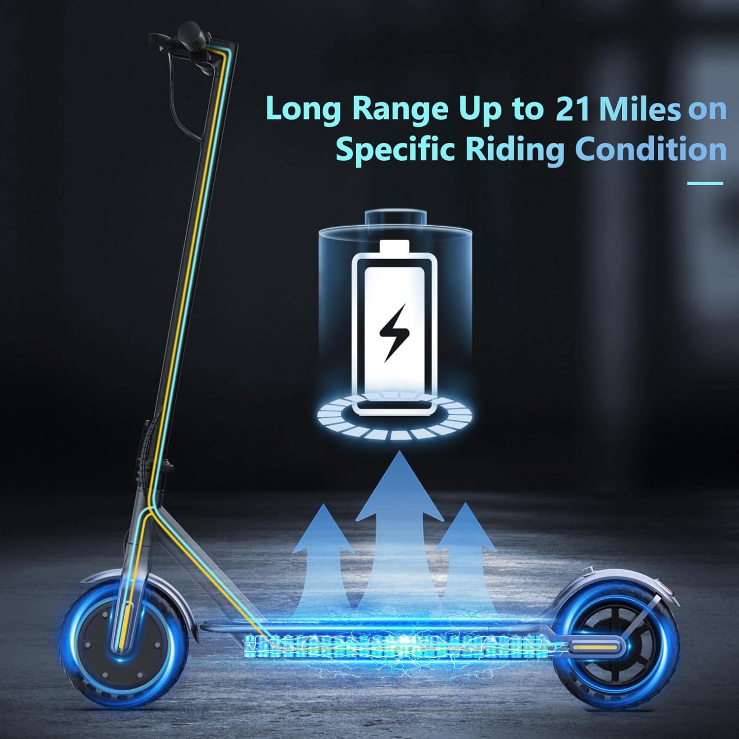 Electric Scooter 8.5" Solid Tires 350W Motor 10.5Ah Battery Up to 23 Miles Range 19 Mph Speed Portable Folding Commuting Scooter Double Braking System, Max Load 264Ibs