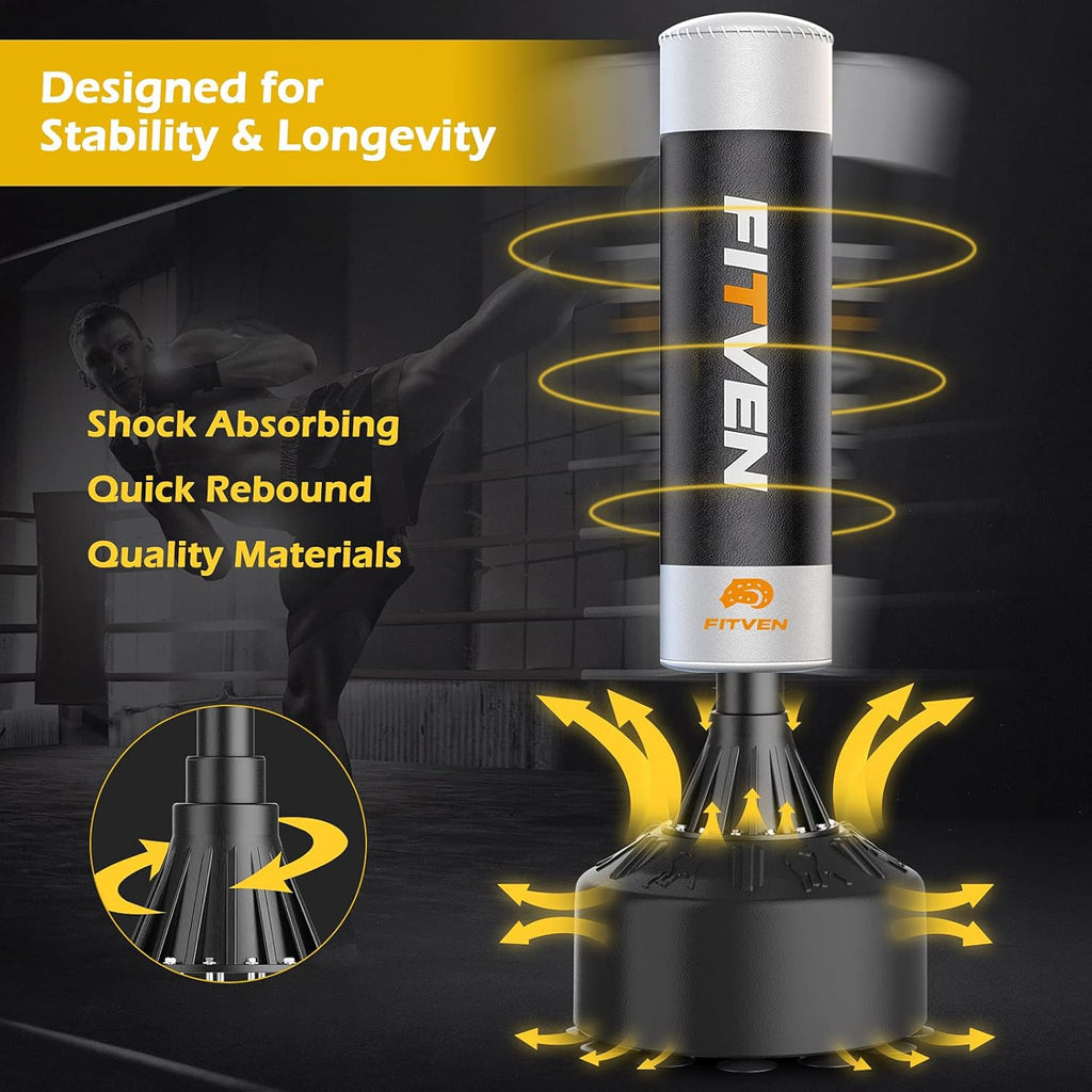 FITVEN Freestanding Punching Bag with Boxing Gloves Heavy Boxing Bag with Suction Cup Base for Adult Kids - Men Stand Kickboxing Bag