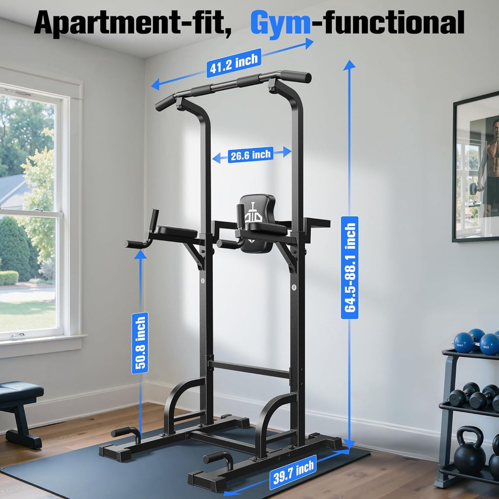Sportsroyals Pull Up Bar Dip Station Power Tower Assistive Trainer Multi-Function Home Gym Strength Training Fitness Equipment 450LBS