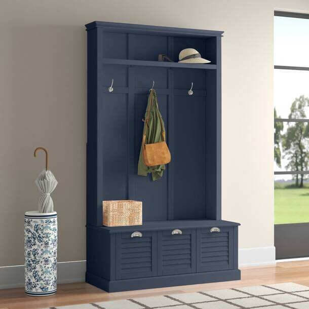 Carmel 40'' Wide Hall Tree with Bench and Shoe Storages