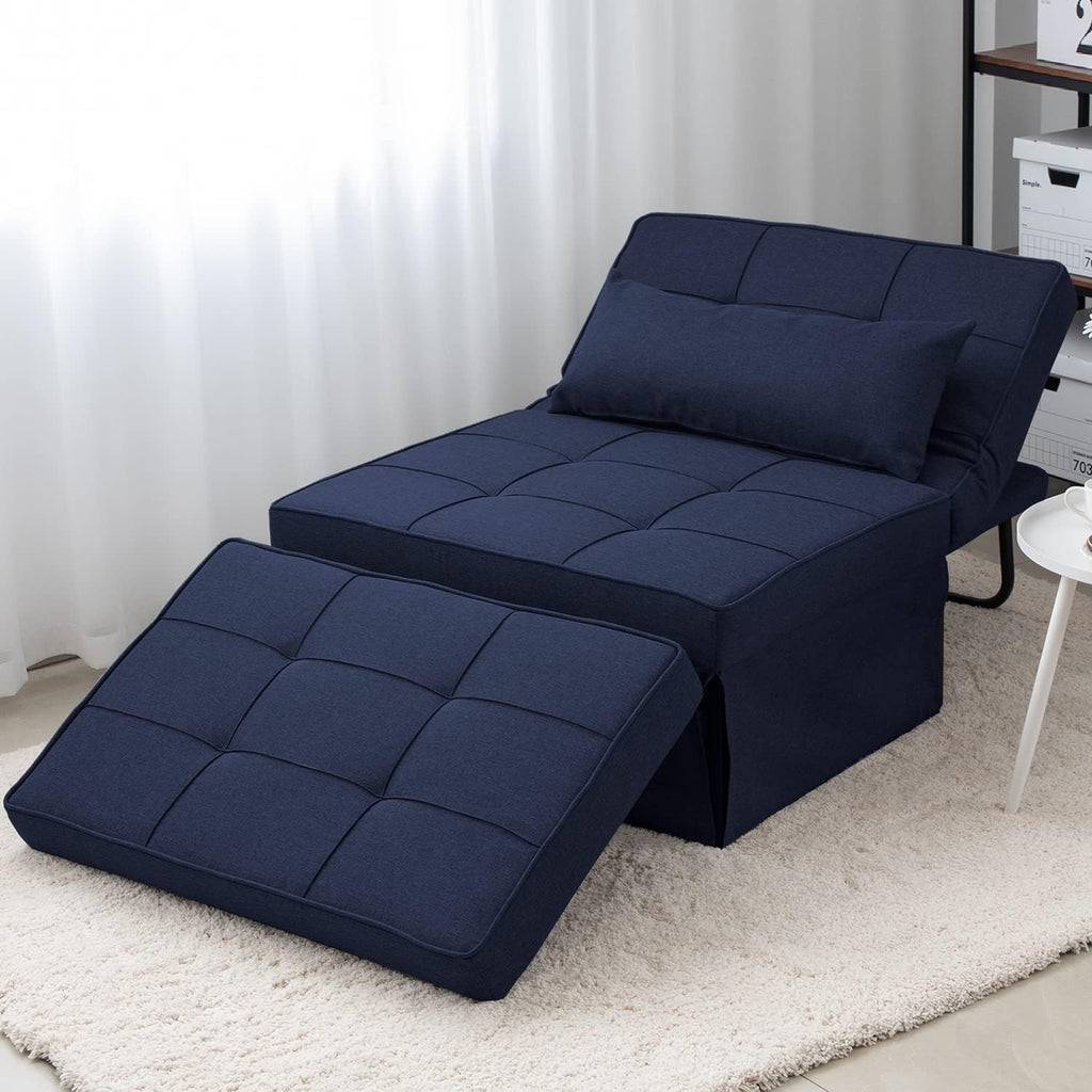 Sofa Bed, 4 in 1 Multi-Function Folding Ottoman Breathable Linen Couch Bed with Adjustable Backrest Modern Convertible Chair for Living Room Apartment Office