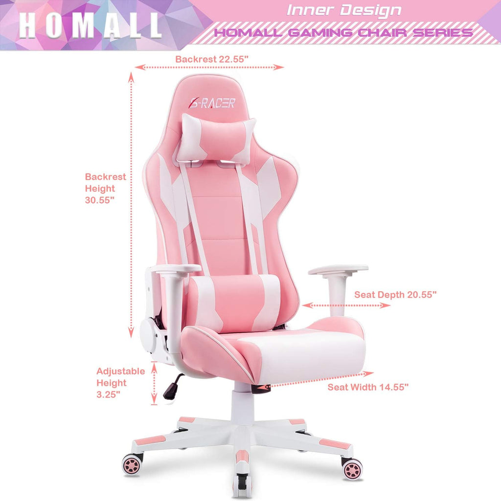 Homall Gaming Chair, Office Chair High Back Computer Chair Leather Desk Chair Racing Executive Ergonomic Adjustable Swivel Task Chair with Headrest and Lumbar Support (Dark Black)