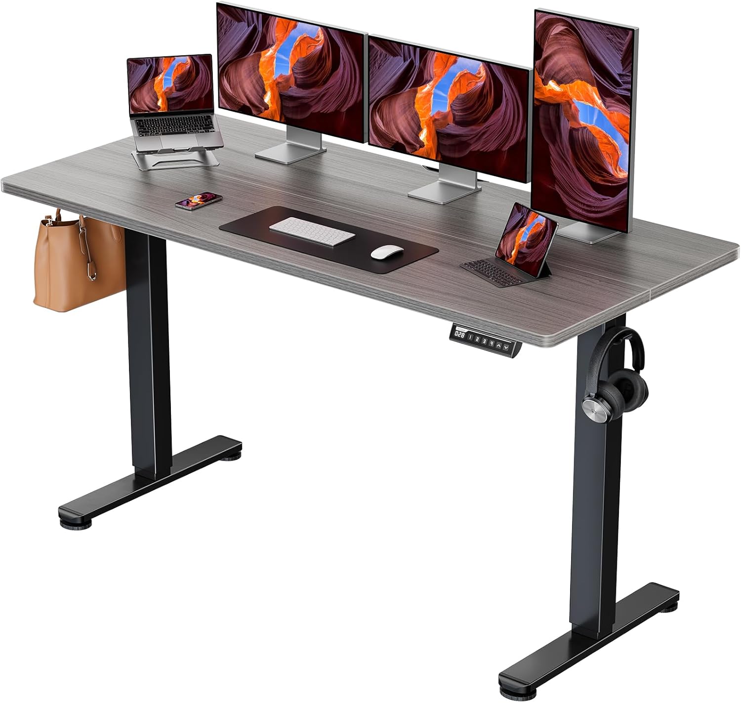 ErGear Height Adjustable Electric Standing Desk, 40 x 24 Inches Sit Stand up Desk, Memory Computer Home Office Desk (Light Vintage Brown)