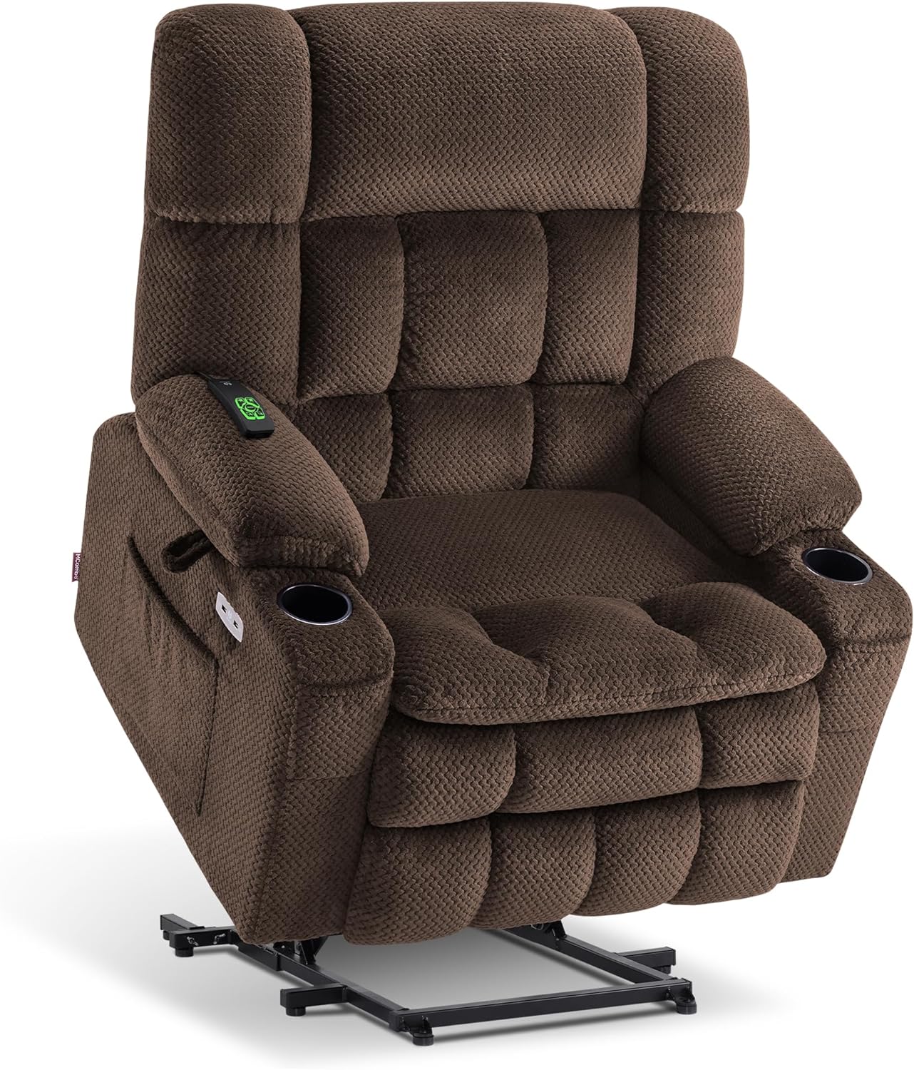 MCombo Dual Motor Power Lift Recliner Chair with Massage and Heat for Elderly People, Infinite Position, USB Ports, Cup Holders, Fabric 7890 (Medium, Yale Blue)