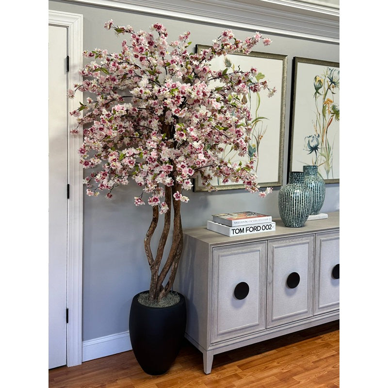 6.5' Faux Cherry Blossom Tree in Fiberstone Pot