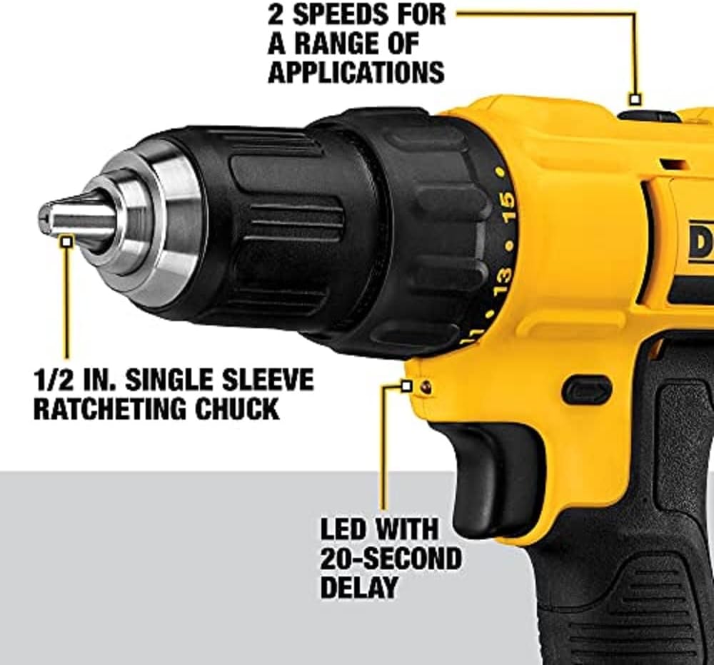Dewalt DCD771C2 20V MAX Cordless Lithium-Ion 1/2 inch Compact Drill Driver Kit and 4-1/2” grinder (Tool Only)