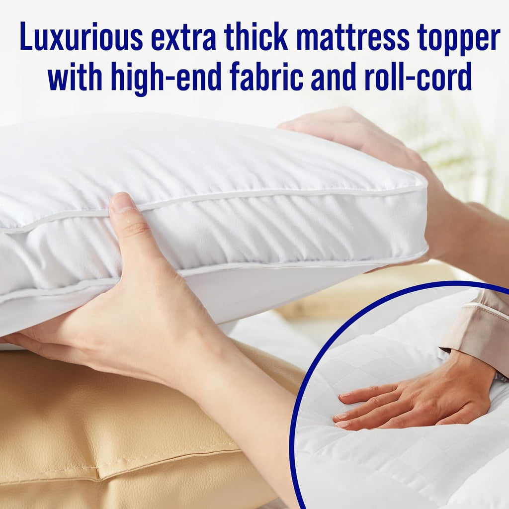 Extra Thick Mattress Topper, Down Alternative Overfill Plush Mattress Pad Cover Topper, Cooling Pillow Top with 8-21Inch Deep Pocket