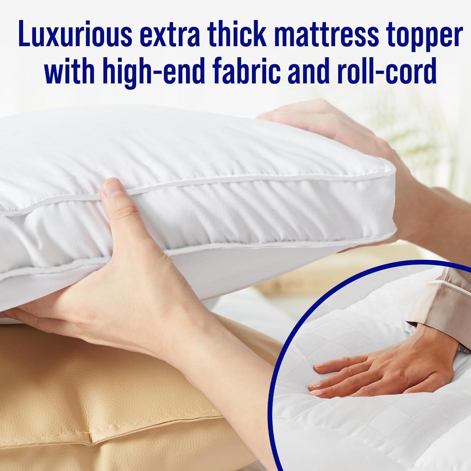 Extra Thick Mattress Topper, Down Alternative Overfill Plush Mattress Pad Cover Topper, Cooling Pillow Top with 8-21Inch Deep Pocket