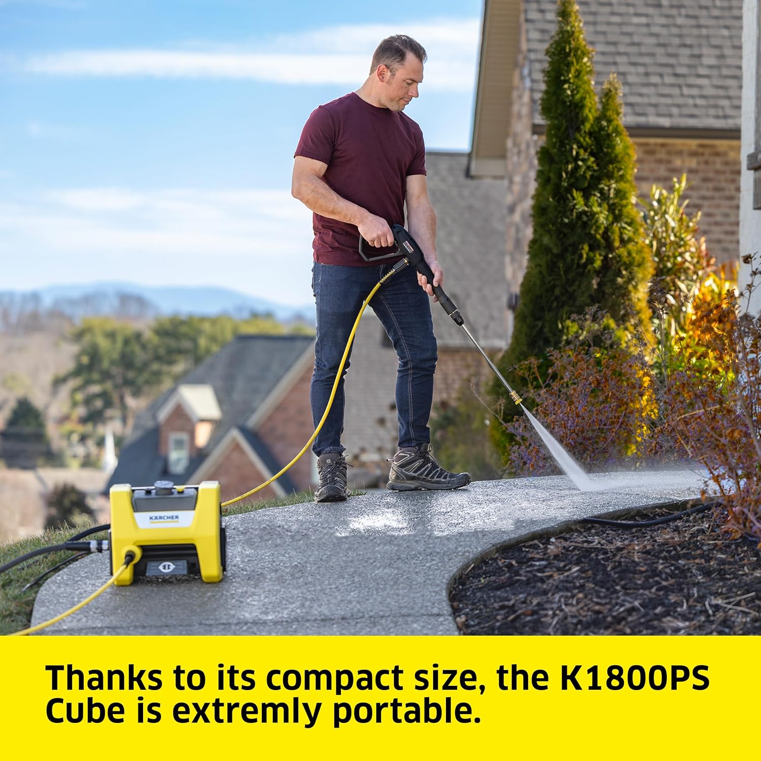 Electric Karcher Pressure Washer K1700, Max 2125 PSI, 3 Spray Nozzles, Detergent Tank, For Cars, Driveways, Siding, Patios, 1.46 max. GPM