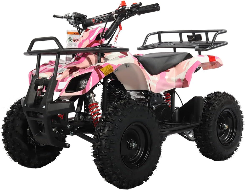 X-PRO Gas ATV 4 Wheelers 40cc ATV Quads Quad with Front and Rear Disc Brake for Kids (Pink Camo)