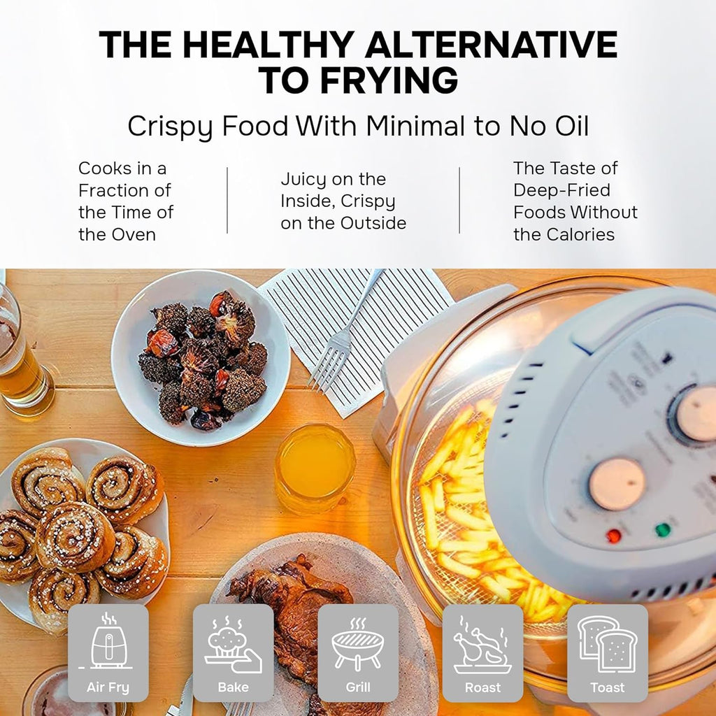 Large Air Fryer Oven – Large Halogen Oven Cooker with 50+ Air Fryers Recipe Book for Quick + Easy Meals for Entire Family, AirFryer Oven Makes Healthier Crispy Foods