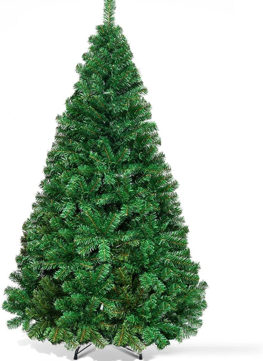 Goplus 7ft Artificial White Christmas Tree Xmas Pine Tree with Solid Metal Legs Perfect for Indoor and Outdoor Holiday Decoration