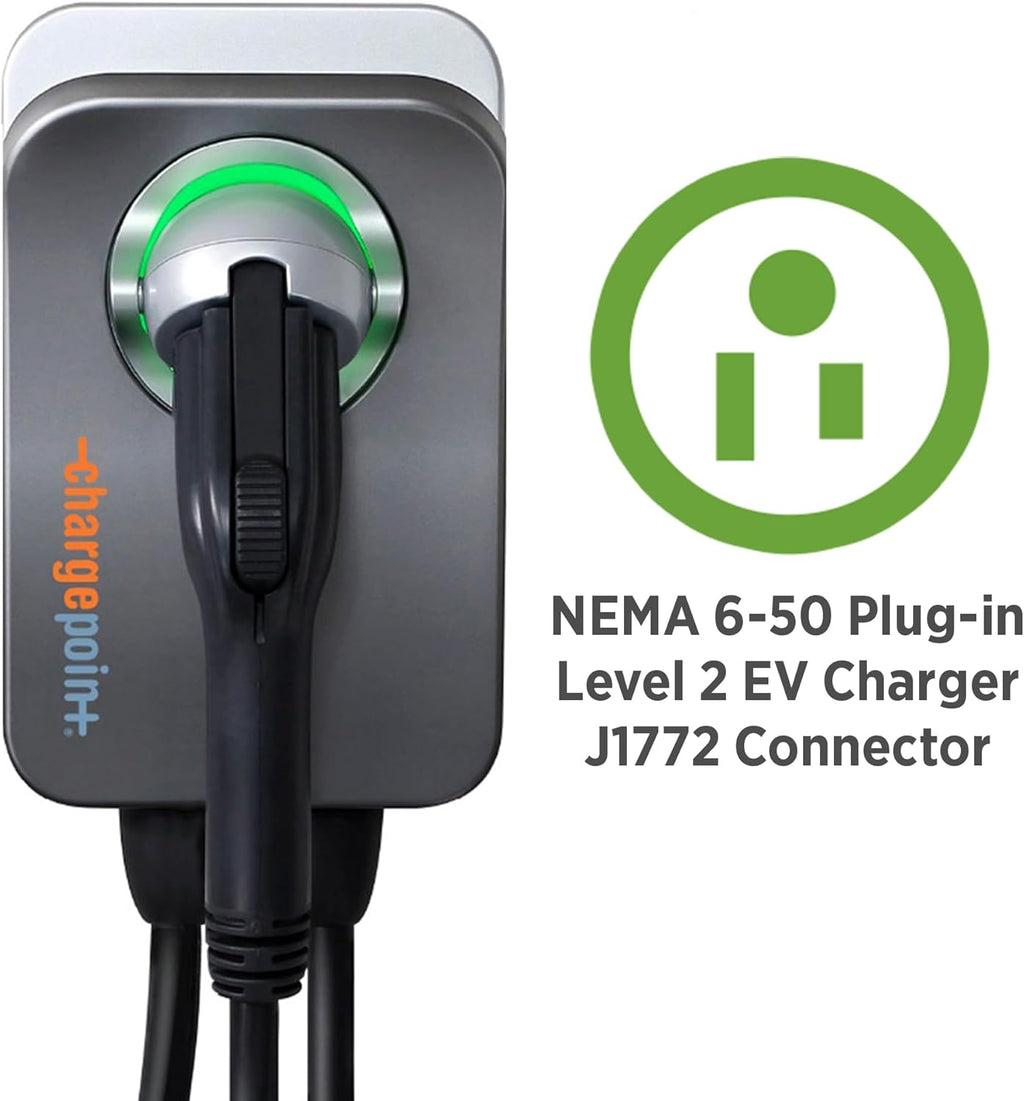 ChargePoint HomeFlex Level 2 EV Charger J1772, NEMA 6-50 Plug for Electric Car - Fast Smart Battery Power Charging at Home for Electric Automobile Vehicles
