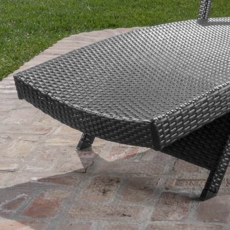 All Weather Wicker Chaise Lounge Set with Table