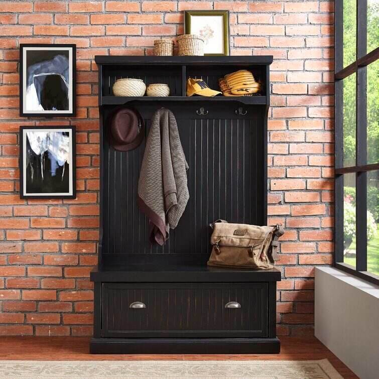 Carmel 40'' Wide Hall Tree with Bench and Shoe Storages