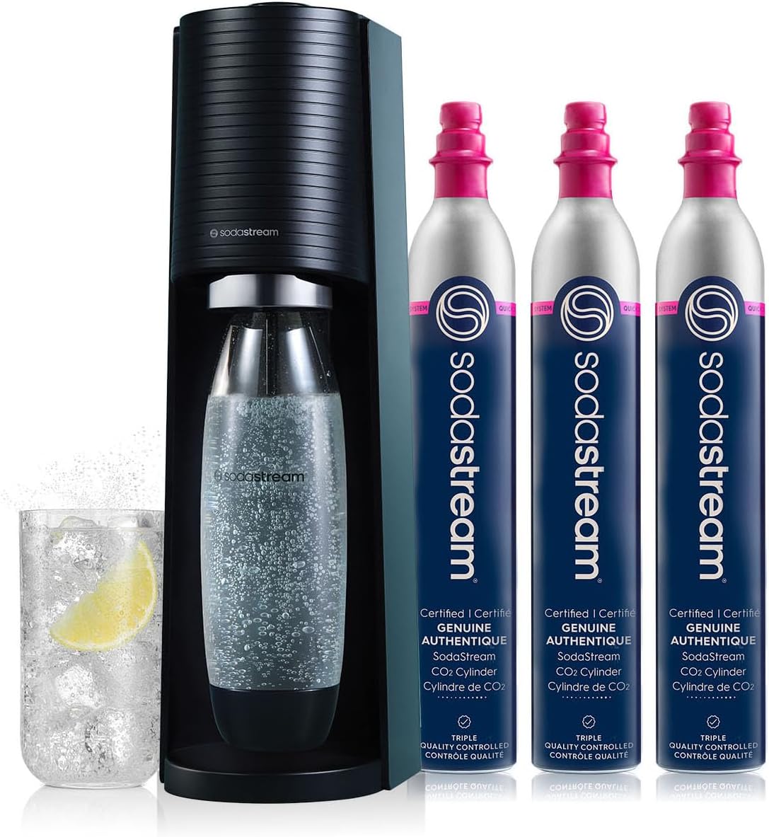 SodaStream Terra Sparkling Water Maker (Red) with CO2, Dishwasher Safe Bottle and Bubly Drop
