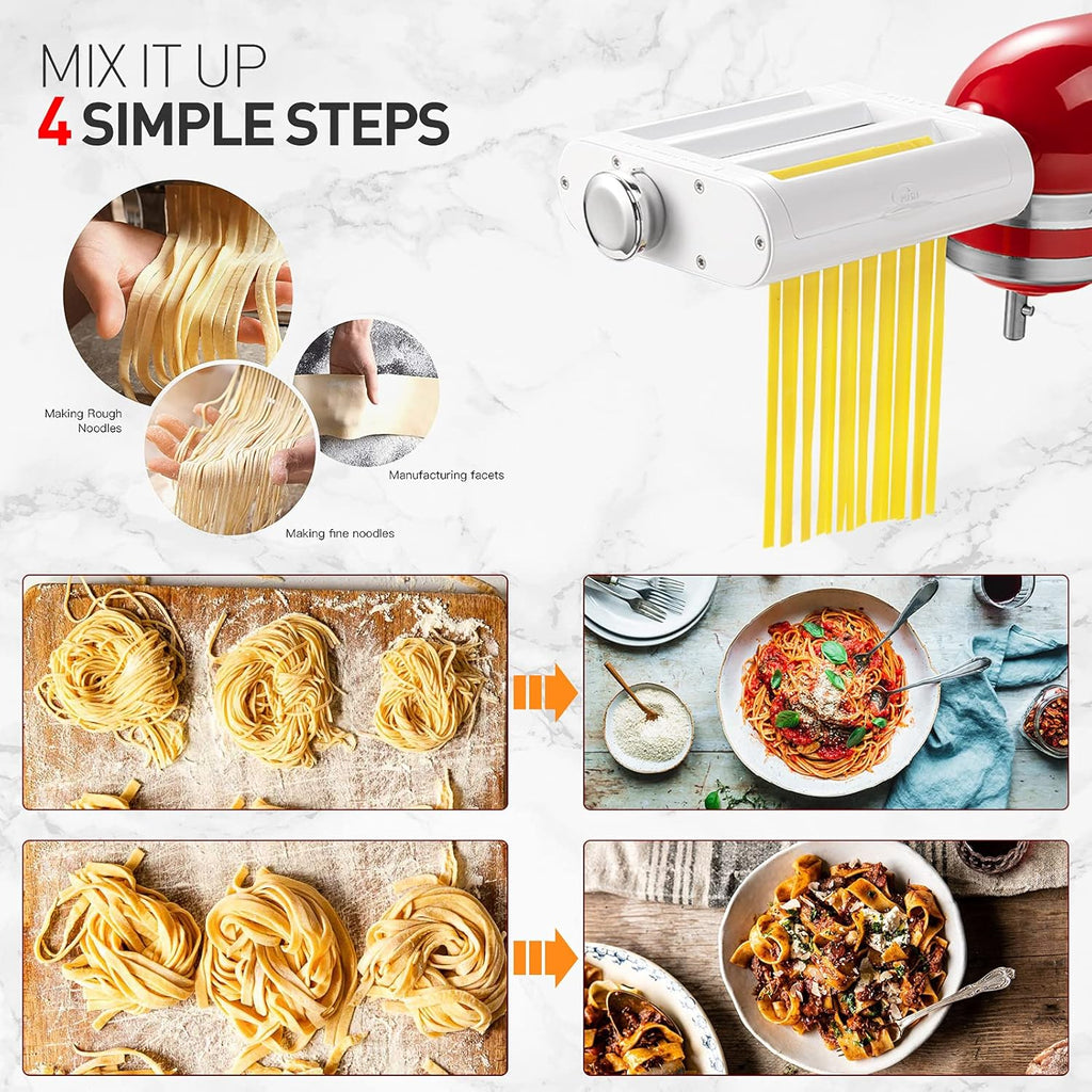 ANTREE 3-IN-1 Pasta Attachment & Ravioli Attachment for KitchenAid Stand Mixers, Pasta Maker Assecories included Pasta Sheet Roller, Spaghetti Cutter and Ravioli Maker Attachment
