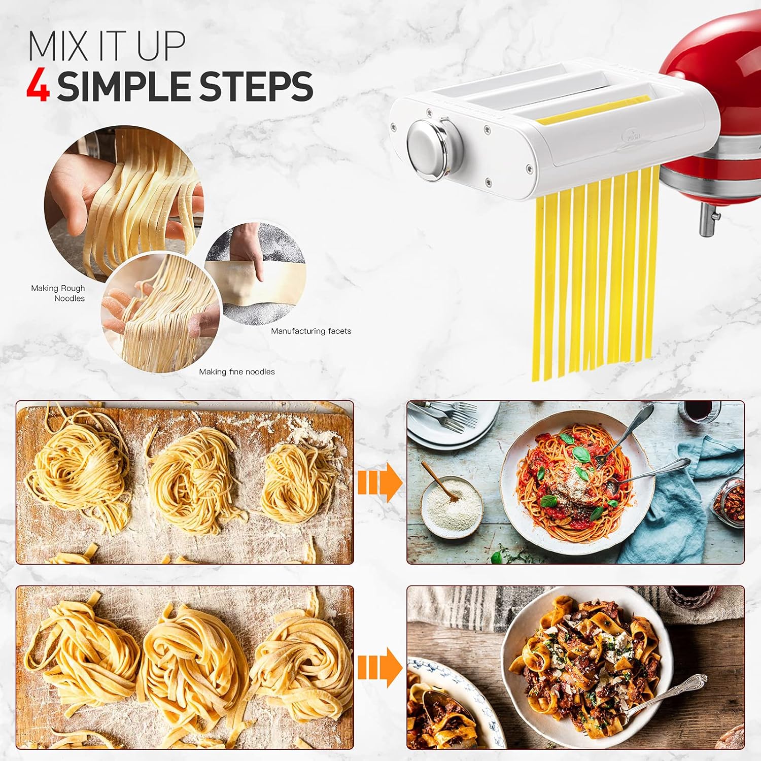 ANTREE 3-IN-1 Pasta Attachment & Ravioli Attachment for KitchenAid Stand Mixers, Pasta Maker Assecories included Pasta Sheet Roller, Spaghetti Cutter and Ravioli Maker Attachment
