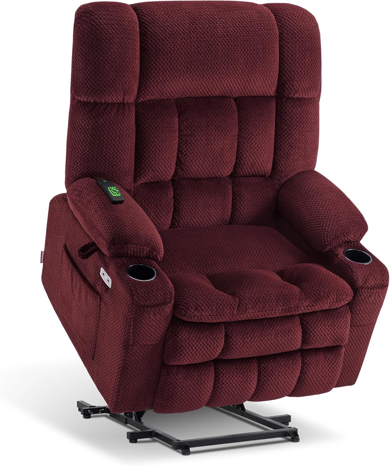 MCombo Dual Motor Power Lift Recliner Chair with Massage and Heat for Elderly People, Infinite Position, USB Ports, Cup Holders, Fabric 7890 (Medium, Yale Blue)