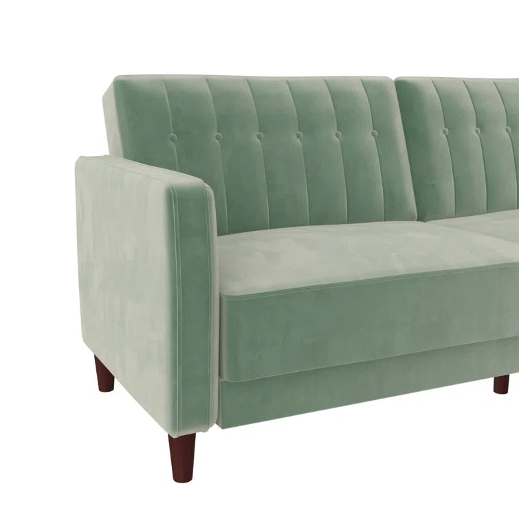 Perdue 81.5" Velvet Square Arm Convertible Sofa